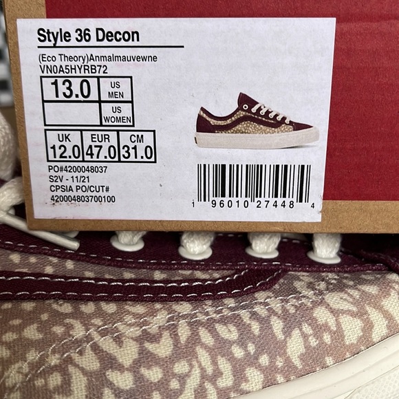 Vans Style 36 DECON Eco Theory Animal Mauve/wme Men’s sneakers - Picture 16 of 16